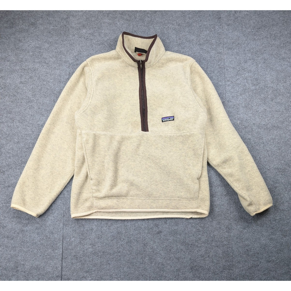 Patagonia Synchilla 1/2 Zip Men Small Beige Fleece Vintage Athleisure Hiking 90s